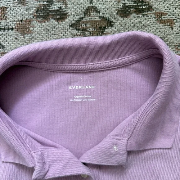 Everlane Organic Cotton Polo Shirt Lavender Purple Collared Top Women’s L - Picture 6 of 9